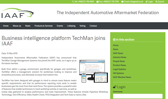 Business intelligence platform techman joins iaaf