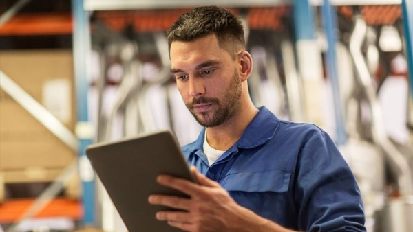 Technician using a tablet