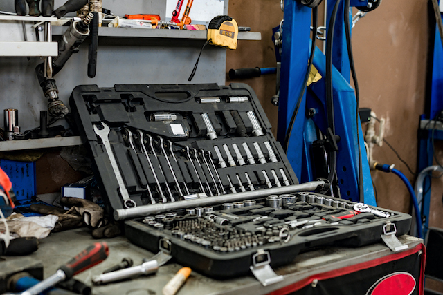 Garage equipment, car repair tools.